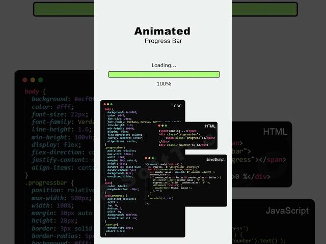 How To Make Progress Bar Using HTML CSS JavaScript | Progress Bar #progressbar #shorts #shortsfeed