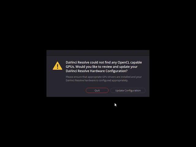 [Fixed] Davinci Resolve could not find any opencl/cuda capable gpus