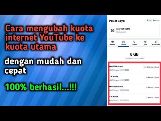 Cara mengubah kuota YouTube ke kuota utama