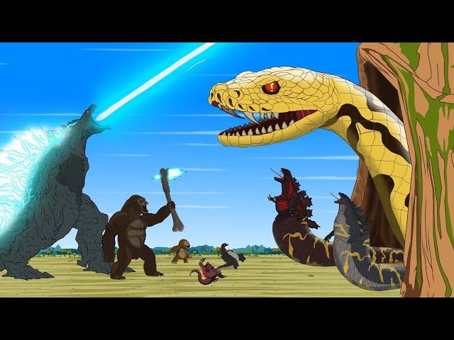 Rescue All Family GODZILLA & KONG, GODZILLA EARTH From Evolution of GIANT PYTHON - FUNNY CARTOON