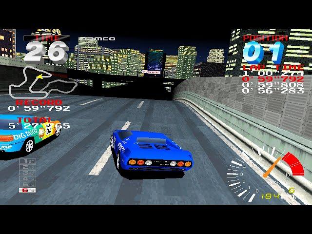 Ridge Racer 2 - Camera 2 View Cheat  - Novice Race - 1 Blue Car - 5 laps - Full Race [2K 60 FPS]