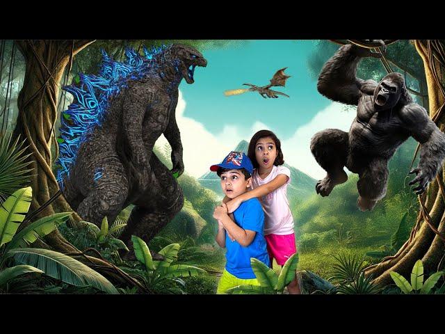 Dragon, Godzilla & King Kong for Kids | Adventure Toy Stories | Atrin & Soren's Epic Giants Journey