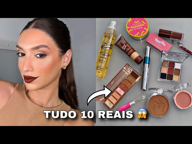 MONTEI UM KIT DE MAKE DE 10 REAIS! TESTANDO MAQUIAGENS DE 10 REAIS! ME SURPREENDI COM O RESULTADO!!