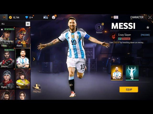 MESSI CHARACTER  CLAIM NEW RAMPAGE BUNDLES  BUY 190.000 DIAMONDS  FREE FIRE 