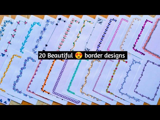 20 BEAUTIFUL BORDER DESIGNS/PROJECT WORK DESIGNS/A4 SHEET/FILE/FRONT PAGE DESIGN FOR SCHOOL PROJECTS