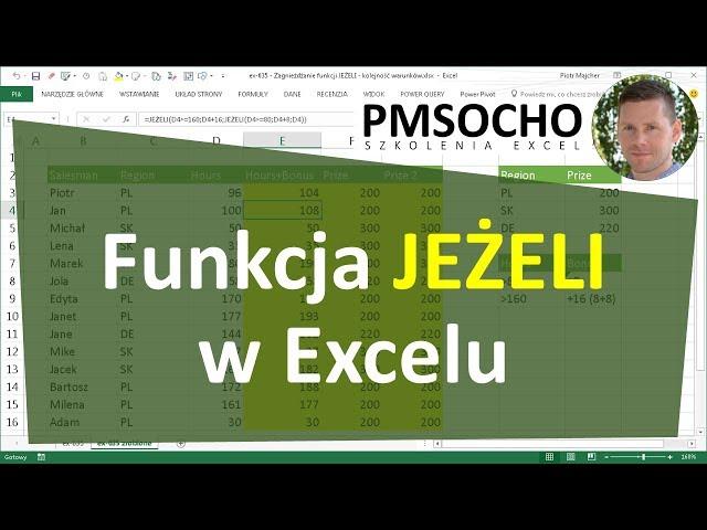 EXCEL - Funkcja JEŻELI