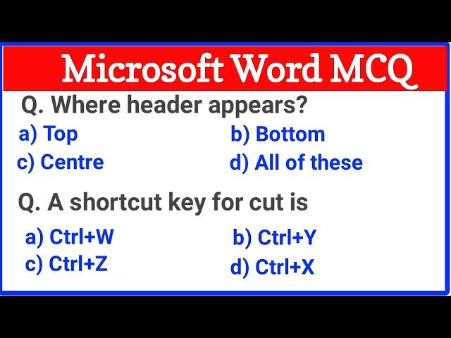 Top 50+ MS Word MCQ Questions with Answers | MS Word | Microsoft Word