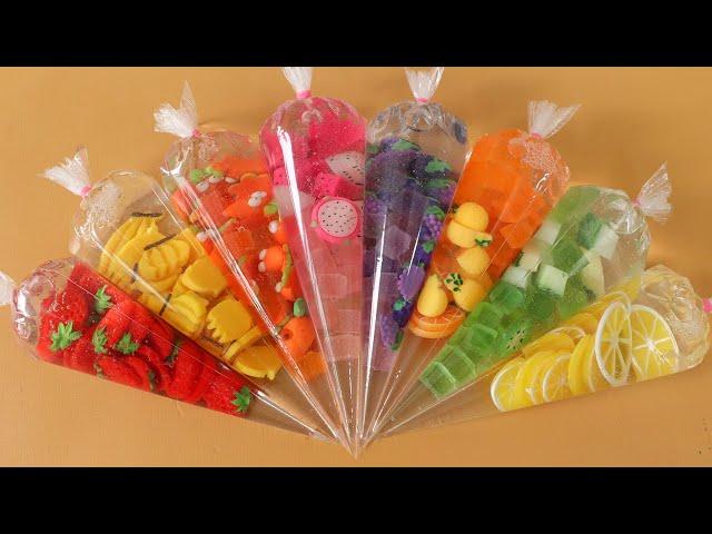 Making fruits Slime with Piping Bags! Most Satisfying Slime VideoASMR#ASMR#PipingBags