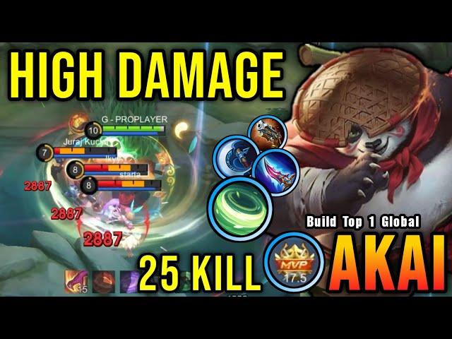 25 Kills!! Next Level Play Akai Best Build Damage!! - Build Top 1 Global Akai ~ MLBB