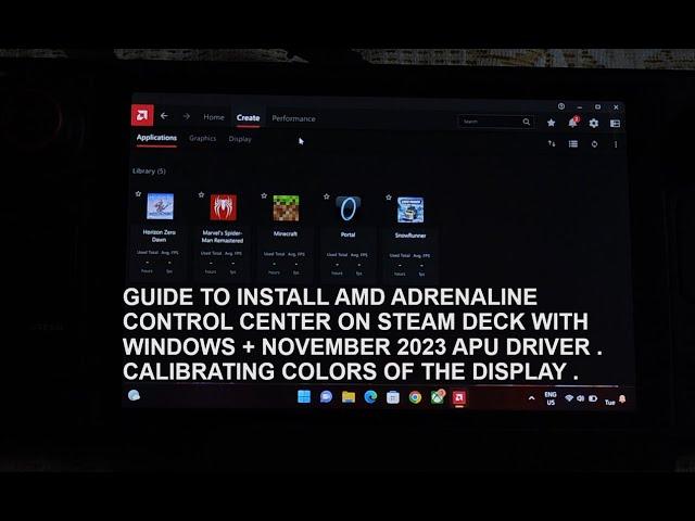 Installing AMD Adrenaline Control Center on Steam Deck with Windows | Calibrating Display Colors