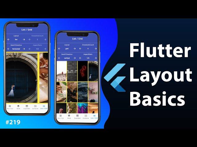 Flutter Layout Basics: Row, Column, Stack, Expanded, Container, ListView, GridView