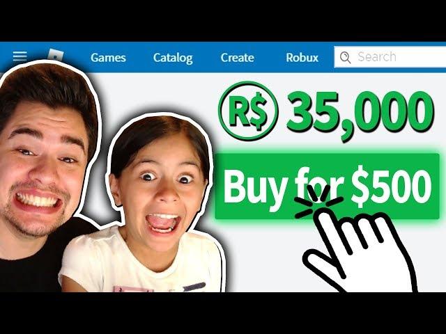 GIVING MY LITTLE SISTER 35,000 ROBUX!! *$500+ WORTH!* (Roblox)