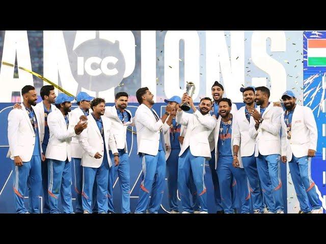 Indian Team final match trophy and prize giving Ceremony India vs Newzealand champions trophy 2025