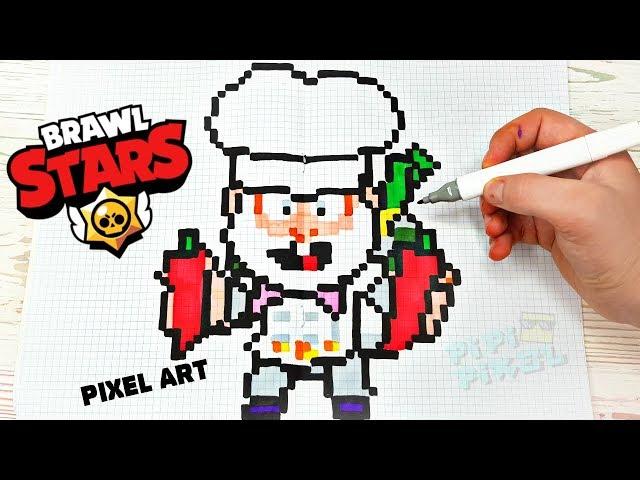 ПОВАР МАЙК из ИГРЫ BRAWL STARS РИСУНКИ ПО КЛЕТОЧКАМ -PIXEL ART