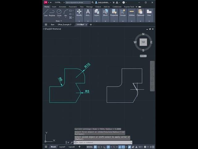 AutoCAD 2D Tutorials - Fillet Tool (AutoCAD 2024) #autocad #design