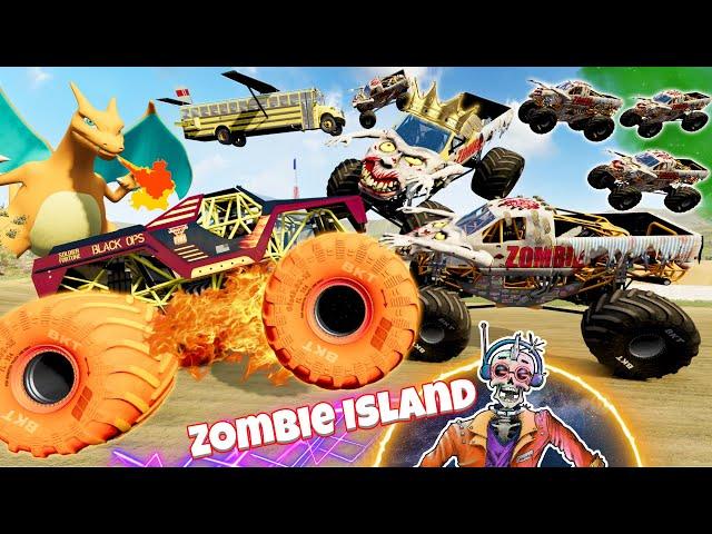Monster Jam INSANE Racing, Freestyle, and High Speed Jumps LIVE | Zombie Island #12 | Grave Digger
