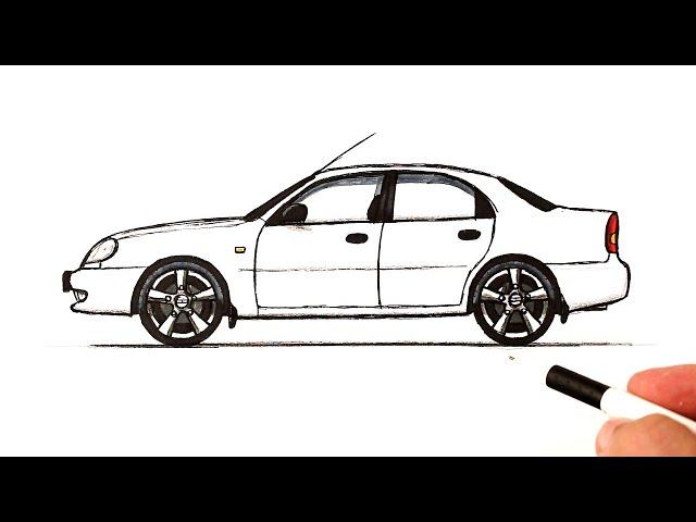 Как нарисовать машину Daewoo Lanos