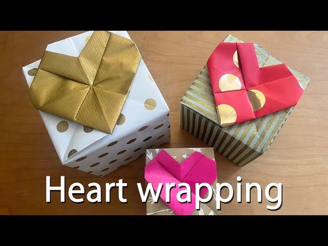Heart Origami-style Gift Wrapping: with Ribbon instructions ＊Tsutsuming® Original＊