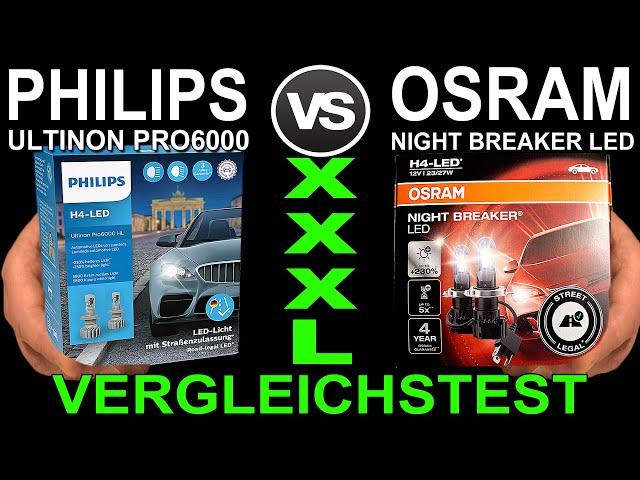  PHILIPS Ultinon PRO6000 vs OSRAM Night Breaker LED Testbericht  Vergleichstest Helligkeit Messung