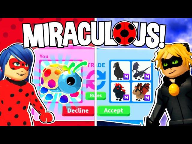 *MIRACULOUS LADYBUG* Adopt Me Trading Challenge!! CAT NOIR And LADY BUG vs *HAWK MOTH* !! (Roblox)