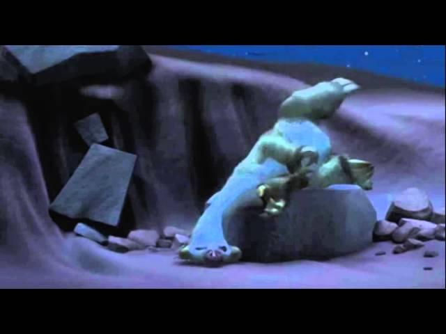 Ice Age 1: Sid Trying to Sleep on a Stone