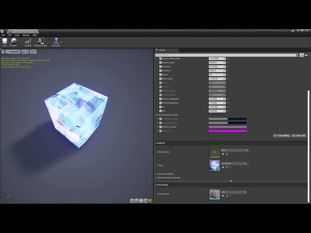 Shining Crystal shader inside Unreal Engine