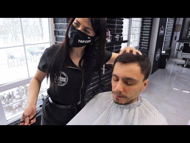 ASMR Barber head massage and haircut by Vika