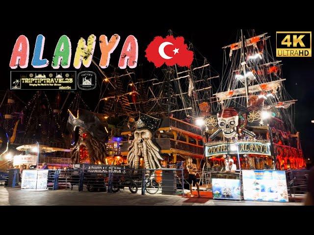  ALANYA, Turkey - Night Walking Tour- 4K 60fps (UHD)