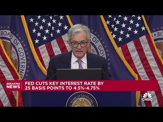 Federal Reserve Chair Powell speaks after Fed cut interest rates by a quarter point