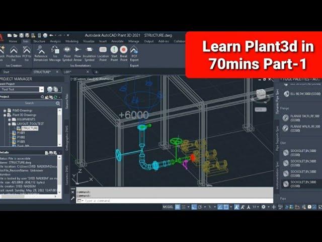 Full Plant 3d Tutorial For Tool Test Interview Part 1 of 2 |Equipment modeling| Structural Modeling|