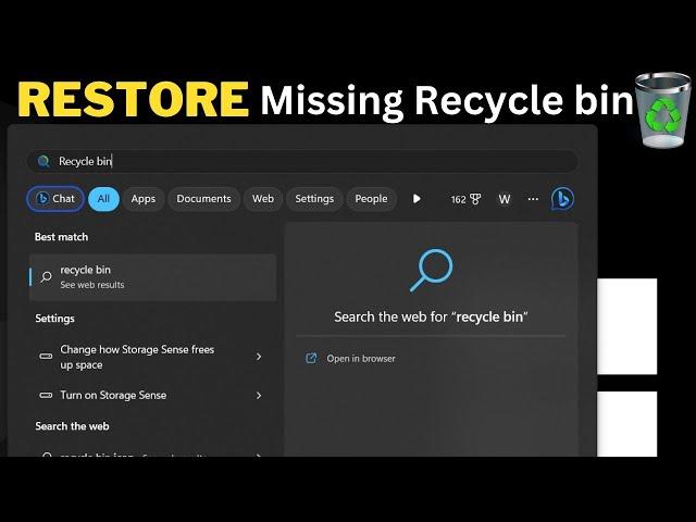 How To Restore Missing Recycle bin in Windwos 11