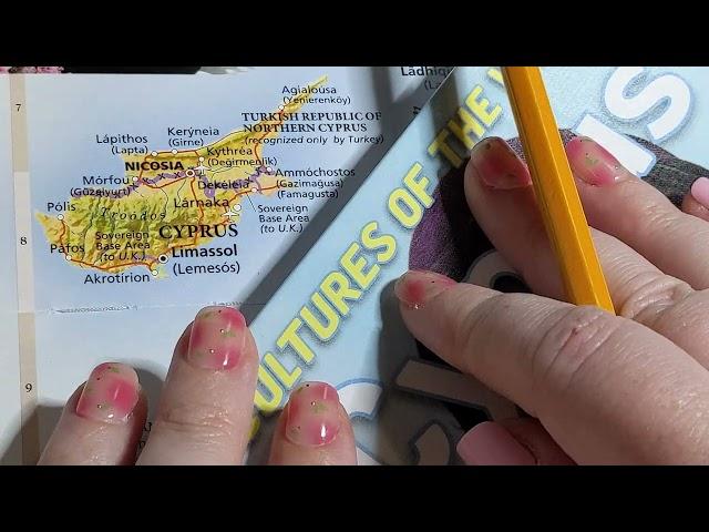 ASMR ~ Cyprus History & Geography ~ Soft Spoken Map Pointing Page Turning