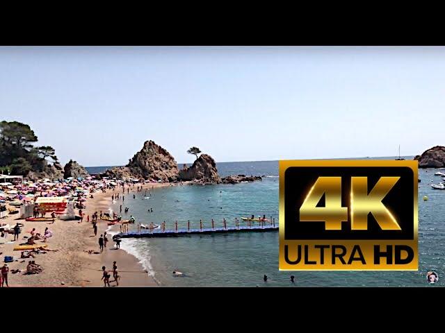 4K Walking Tour Beach | Costa Brava, Tossa de Mar, Mediterranean Beach