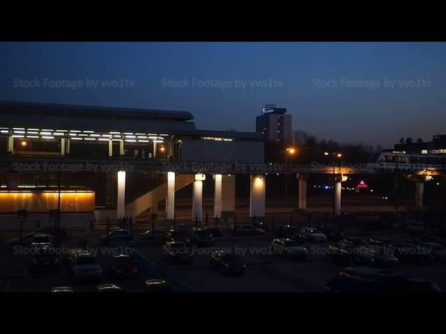 The Moscow monorail train in the area of Ostankino TV center