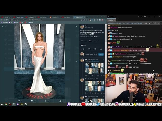 Hunter Schafer's Oscar's Dress Stuns Hasan and Chat | Hasanabi Great Human Feats