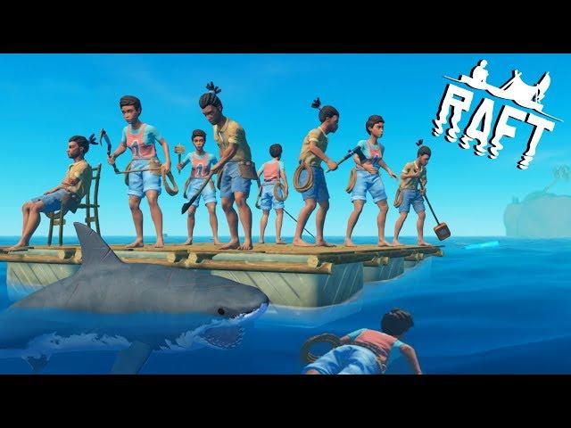 RAFT INSANE 9 PEOPLE MULTIPLAYER MADNESS !! Raft Survival Multiplayer Gameplay S2Ep1