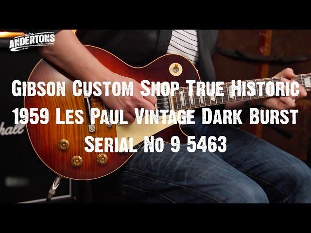 Top Shelf Guitars - Gibson True Historic 1959 Les Paul Vintage Dark Burst Serial No 9 5463