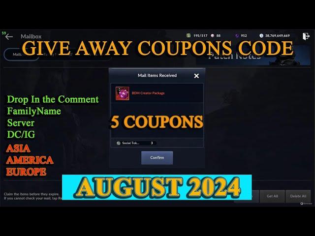 Black Desert Mobile | GIVE AWAY AUGUST 2024