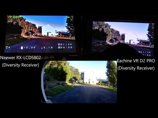 Compare Reception - Eachine VR D2 PRO goggles vs  Neewer RX-LCD5802 monitor