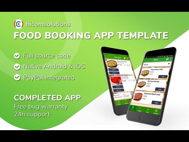 Food ordering app template, script & source code for sale