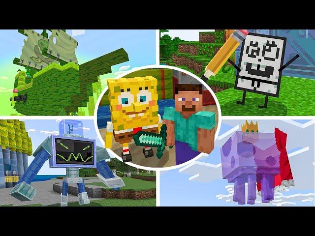 Minecraft x SpongeBob - All Bosses Fight Gameplay