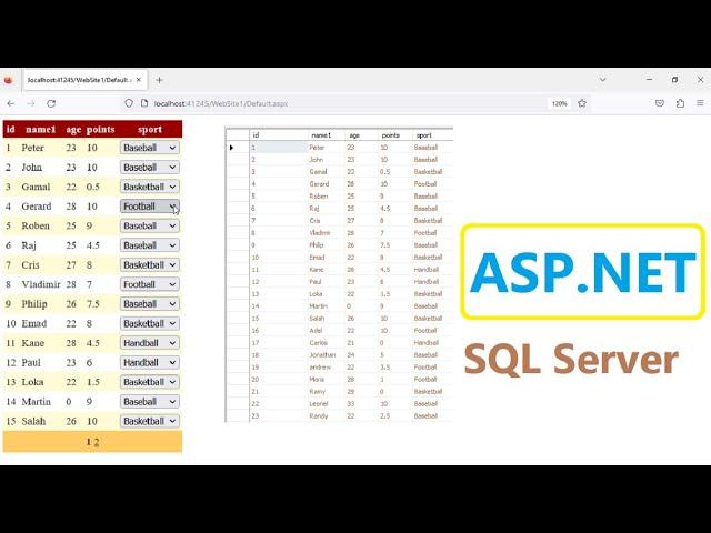 Asp.net Tutorial: How to add DropDownList inside GridView from two tables using Views in SQL Server