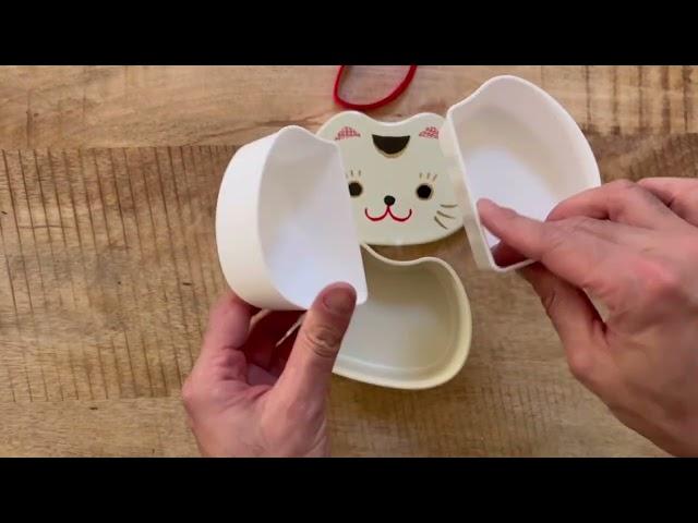 Maneki cat white bento box