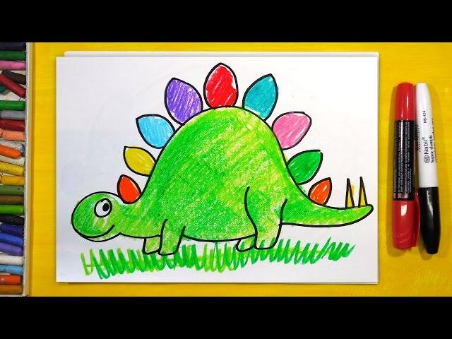 Как нарисовать Динозавра | How to draw dinosaurs  Урок рисования для детей от 3 лет