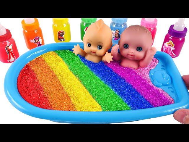 Satisfying Video l How to Make Rainbow Bathtub  with Mixing Slime from Glitter Cutting ASMR #46