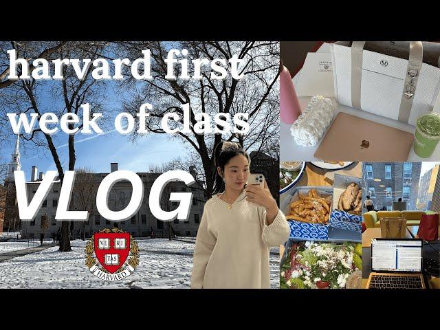 UNI VLOG  harvard first week of class, study with me, morning grwm, productive days in my life ️