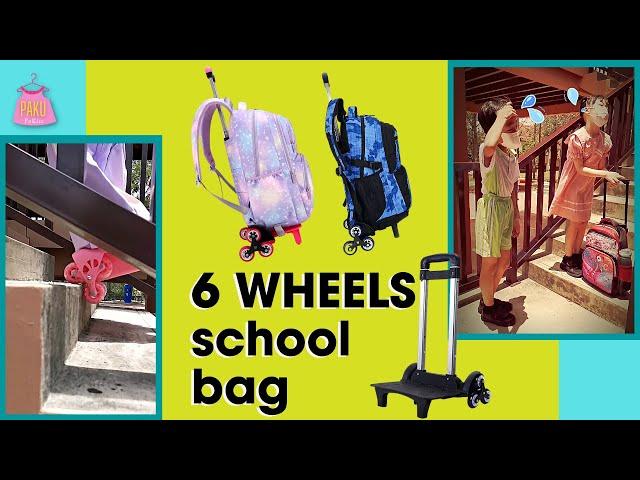 Parents Review 6 Wheels Trolley School Bag Primary Secondary School Kids Backpack Wheel Detachable