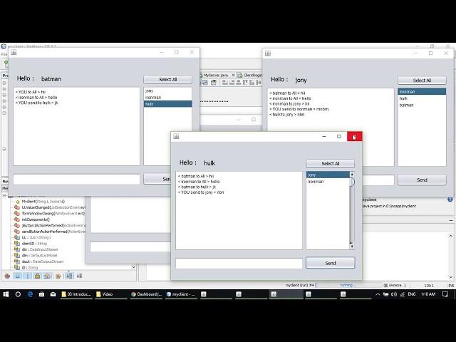 Multiple chat client on server in java using multi-threading and socket