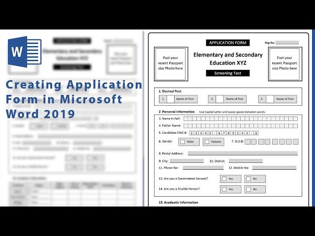 How to make Application Form in Microsoft word 2019 | Form Design word | Admission form in ms word