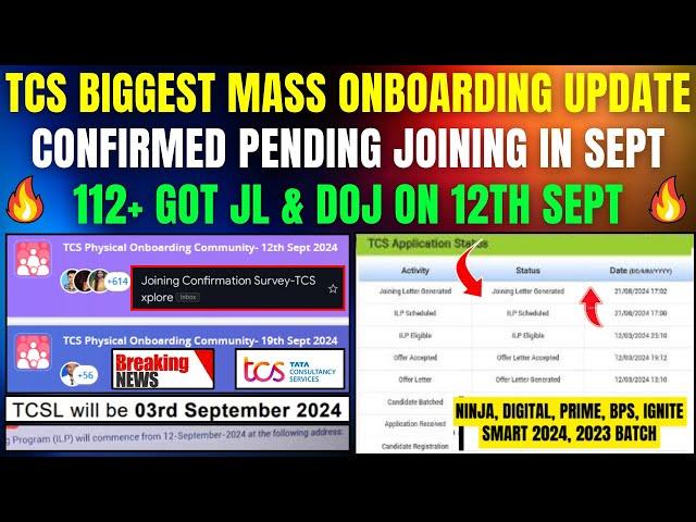 TCS CONFIRMED ALL REMAINING CANDIDATE ONBOARDING IN SEPT | TCS JOINING LETTER | NEW JOINING DATE OUT